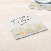 Teecup und Liebe für die Hochzeit von Weißrosen br Rechteckiger Pappuntersetzer (angewinkelt)