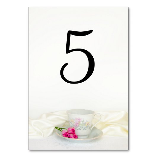 Teecup und Rosenhochzeit Tischnummer (Vorderseite)
