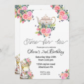 Teeeinladung, Tee zum Geburtstag Einladung Tee Par (Vorne/Hinten)