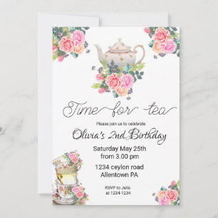 Teeeinladung, Tee zum Geburtstag Einladung Tee Par