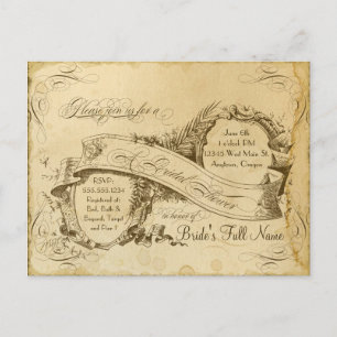 Teefleckige Vintage-Hochzeit 1 - Brautparty Einladungspostkarte