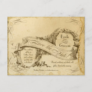 Teefleckige Vintage-Hochzeit 1 - Save the Dates Ankündigungspostkarte