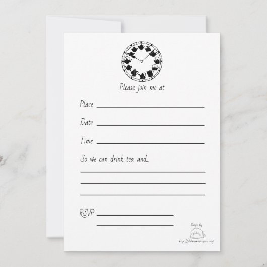 Teefreunde laden zur Teezeit ein Einladung (Rückseite)