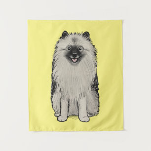 Teegan the Keeshond Niedlich Cartoon Dog Wandteppich