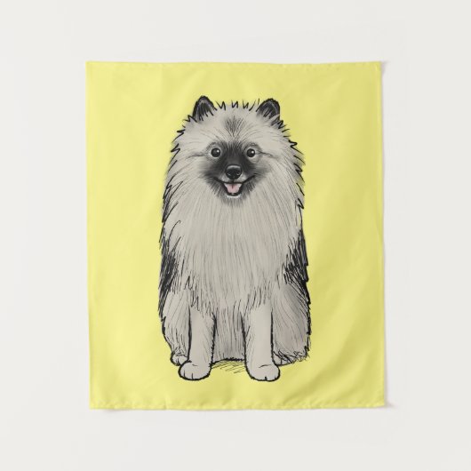 Teegan the Keeshond Niedlich Cartoon Dog Wandteppich (Vorderseite)