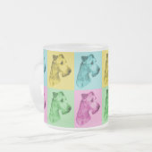 Teeglas Irish Terrier "pop-art" Mattglastasse (Vorderseite Links)