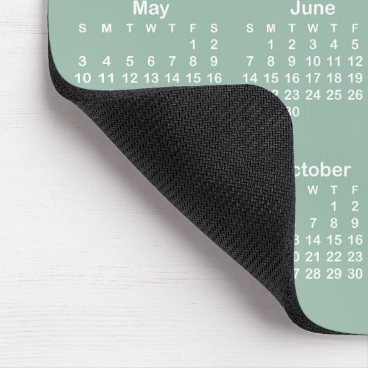 Teegrün und Weiß Kalender Mousepad (Ecke)