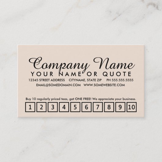 Teehaus-Treueprogramm Treuekarte (Vorderseite)