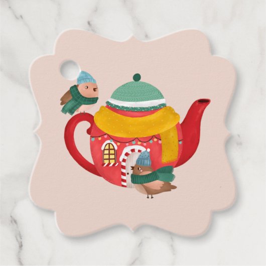 Teehausvögel quadratischer Aufkleber Geschenkanhänger (Vorderseite)