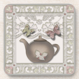 Teekanne aus Glas, beige Farben Getränkeuntersetzer