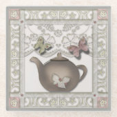 Teekanne aus Glas, beige Farben Glasuntersetzer (Vorderseite)