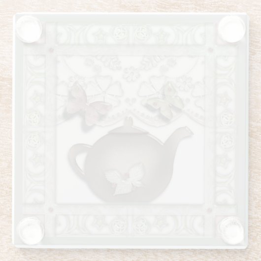 Teekanne aus Glas, beige Farben Glasuntersetzer (Rückseite)