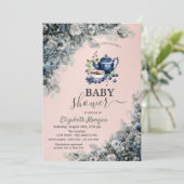 Teekanne Blueberry Blume Kinderdusche Einladung (Stehend Vorderseite)