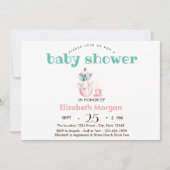 Teekanne Blume Babydusche Einladung (Vorderseite)