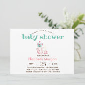 Teekanne Blume Babydusche Einladung (Stehend Vorderseite)