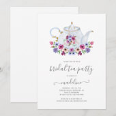 Teekanne Blumenkohl Tee Party Bridal Dusche Einlad Einladung (Vorne/Hinten)