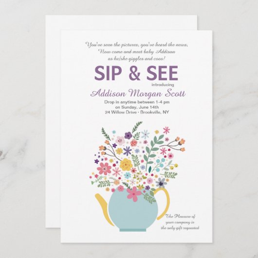 Teekanne-Einladung Einladung (Vorne/Hinten)