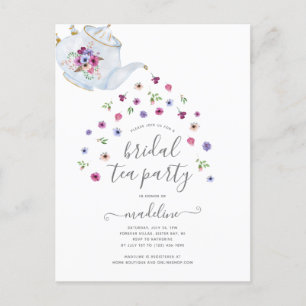 Teekanne Florale Hochzeitsdusche-Teeparty-Einladun Postkarte