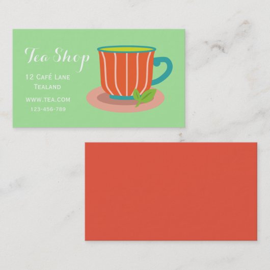 Teekanne für Tee im Retro-Café Visitenkarte (Vorne/Hinten)