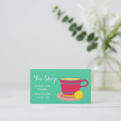 Teekanne für Tee im Retro-Café Visitenkarte (Stehend Vorderseite)