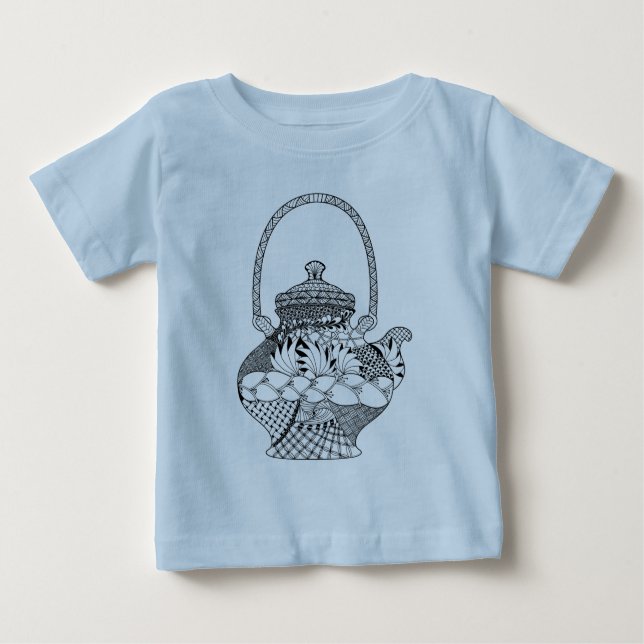 Teekanne-Gekritzel Baby T-shirt (Vorderseite)