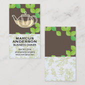 Teekanne | Grünes Leaf | Kräuterzweige Visitenkarte (Vorne/Hinten)