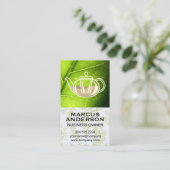 Teekanne | Grünes Leaf | Kräuterzweige Visitenkarte (Stehend Vorderseite)