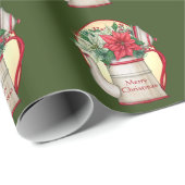 Teekanne in altmodischer Form mit Poinsettias Weih Geschenkpapier (Rolleneckpunkt)