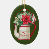 Teekanne in altmodischer Form mit Poinsettias Weih Keramik Ornament (Hinten)