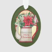 Teekanne in altmodischer Form mit Poinsettias Weih Ornament (Vorderseite)