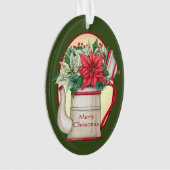 Teekanne in altmodischer Form mit Poinsettias Weih Ornament (Vorderseite)