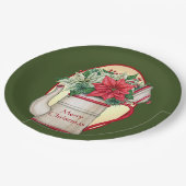 Teekanne in altmodischer Form mit Poinsettias Weih Pappteller (Schrägansicht)