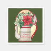 Teekanne in altmodischer Form mit Poinsettias Weih Serviette (Vorderseite)