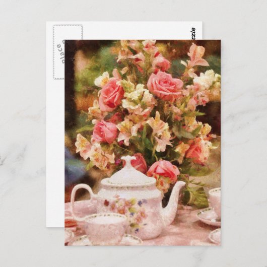 Teekanne - Mehr Tee Milady Postkarte (Vorne/Hinten)