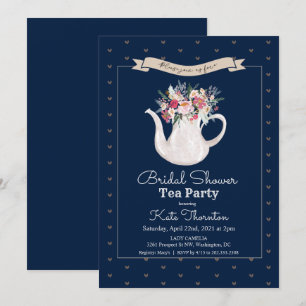 Teekanne mit floraler Wirkung Tee Party Brautparty Einladung
