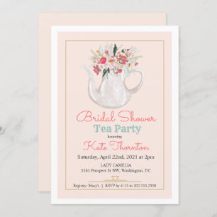 Teekanne mit floraler Wirkung Tee Party Brautparty Einladung