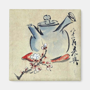 Teekanne mit Kirsch- oder Pflaumenblüten Ukiyoe Magnet