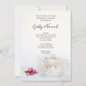 Teekanne mit rosa Rosen Tee Party Probe Abendessen Einladung (Vorderseite)