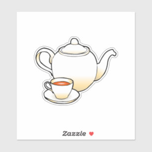Teekanne mit Teetasse Aufkleber