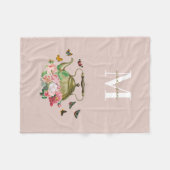 Teekanne Party Pink Floral & Butterfett Monogramm Fleecedecke (Vorderseite (Horizontal))