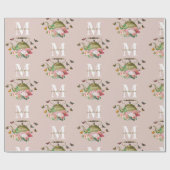 Teekanne Party Pink Floral & Butterfett Monogramm Geschenkpapier (Flach)