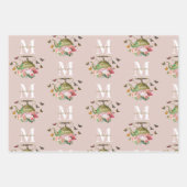 Teekanne Party Pink Floral & Butterfett Monogramm Geschenkpapier Set (Vorderseite 2)
