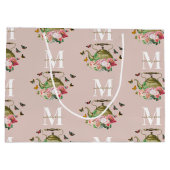 Teekanne Party Pink Floral & Butterfett Monogramm Große Geschenktüte (Rückseite)