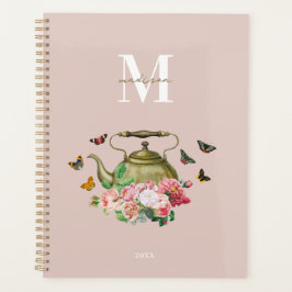 Teekanne Party Pink Floral & Butterfett Monogramm Planer