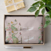 Teekanne Party Pink Floral & Butterfett Monogramm Seidenpapier (Geschenk)