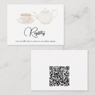 Teekanne QR Code Hochzeits- Geschenkeliste Begleitkarte