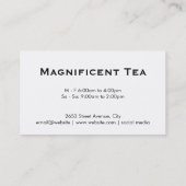 Teekanne (schwarz) visitenkarte (Rückseite)