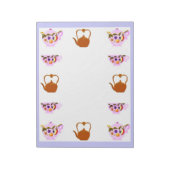 Teekanne, Teakup und Kupferteakettentext Notizblock (Rotiert)