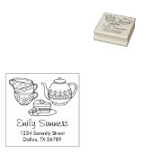 Teekanne, Teakups und Cake-Adresse Gummistempel (Stempel)