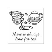 Teekanne, Teakups und Cake Quote Gummistempel (Prägung)